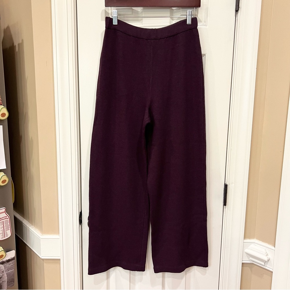 St. John Collection Purple Wide Leg Knit Pull On Pants Size 10 Purple Plum Wine